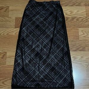 Plaid Mesh Maxi Pencil Skirt